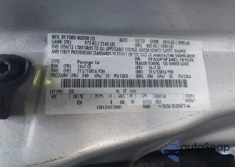 2014 Ford Focus Se from USA, damaged, VIN 1FADP3F24EL181039